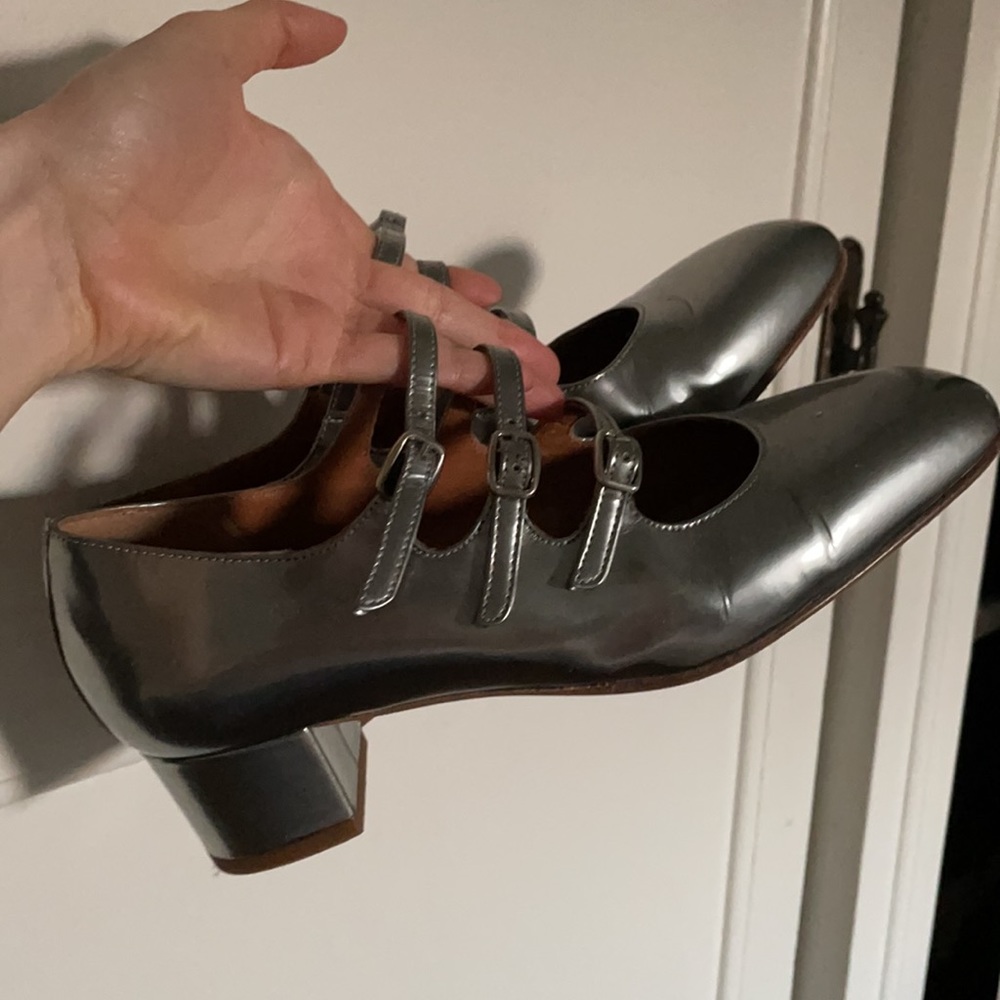 CAREL PARIS silver Kena three strap heels - Picture 3 of 3